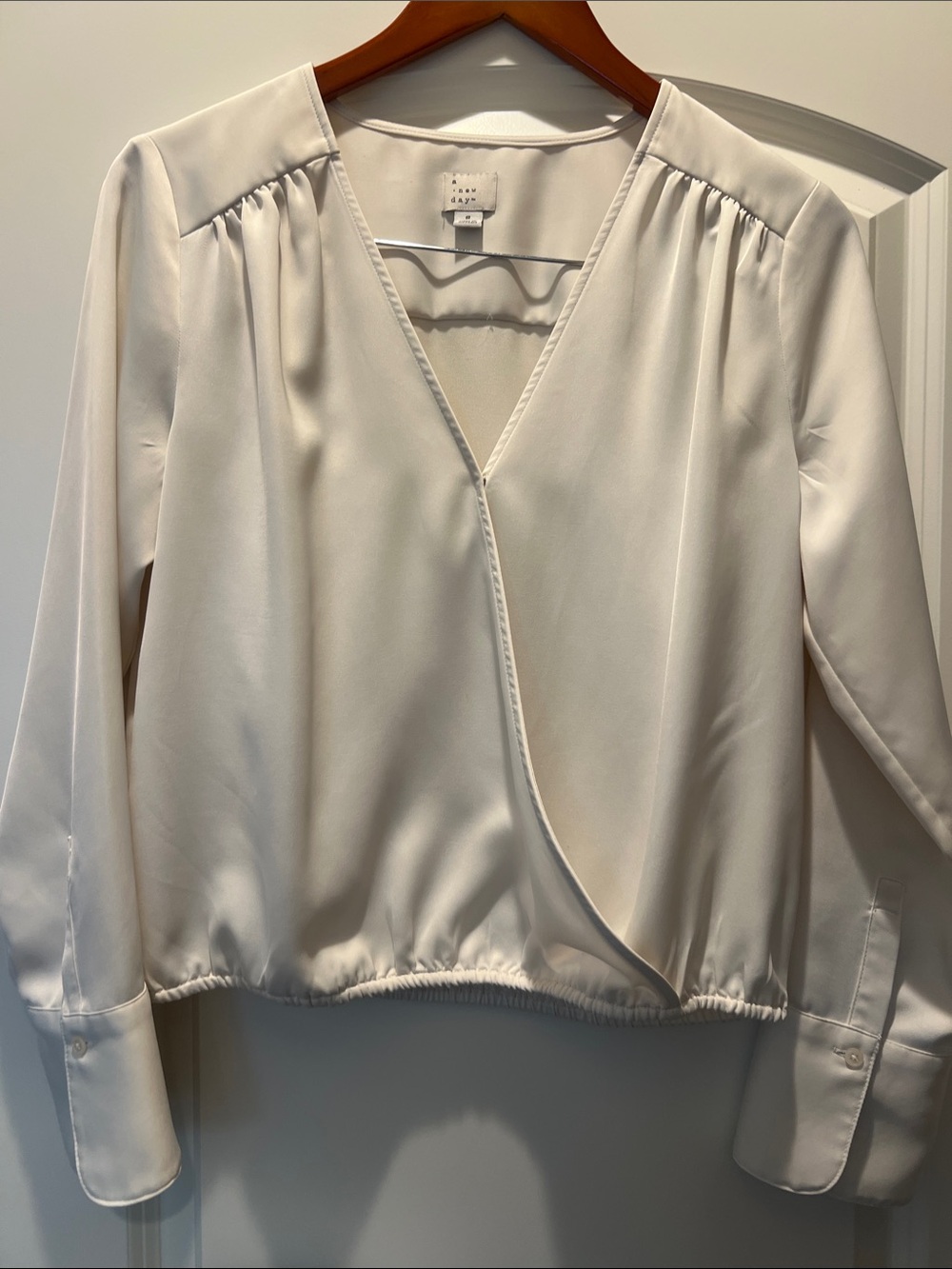 a new day Cream  Long-Sleeve Blouse
